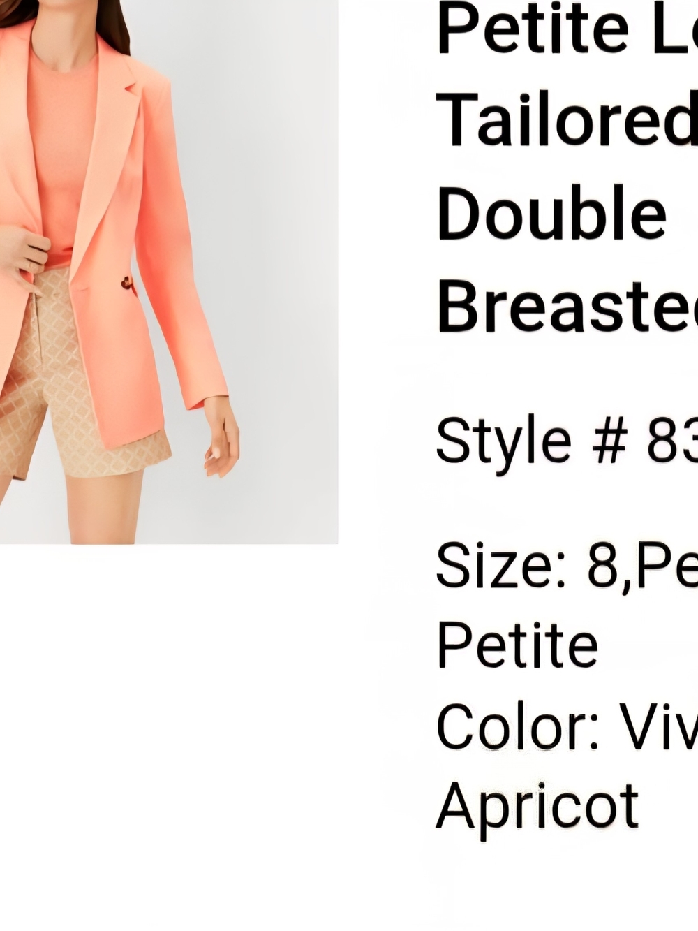 Ann Taylor Peach-Orange Double-Breasted Blazer